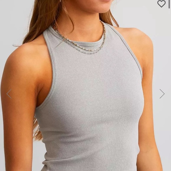 Free People - Light Gray Hayley Racerback Brami Cropped Tank Top - Picture 3 of 3